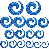 Tumundo® Set 16 Stk Glitzer Hellblau Dehnstäbe Dehnungstab Expander Tunnel 1,6-10 mm Dehnspirale Dehnschnecke Ohrsteck