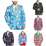 Weihnachten Anzug Herren Hochzeit Anzugjacke Smoking Jacke mit Zwei Knöpfen Blazer Winter Herbst Anzugmantel Reverskragen Casual Smokingjacke Bankett Party Karneval Sakko Christmas Geschenk M