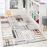Paco Home Designer Teppich Modern Nomaden Stil Kariert Mit Streifen Multicolor Creme, Grösse:160x230