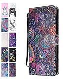 Ancase Handyhülle für Samsung Galaxy S5 Hülle Bunte Spitze Muster Lederhülle Flip Case Cover Schutzhülle mit Kartenfach Ledertasche für Mädchen D