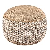 casamia Sitzpouf Jute Sitzhocker rund 50x50 cm Deko Hocker Jute Natur Sitzpouf Bodenkissen Fußhocker Farbe Jute Natur W