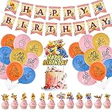 Winnie The Pooh Supplies Kit, Hilloly 38 Stück Pooh Geburtstag Party Dekoration, Geburtstag Party Dekoration Banner, für Party Dekoration Children's Birthday Party Dek