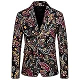 Anzug Herren Anzugjacke - Jacke Herren Pailletten Sakko Gold Glitzer Blazer Slim Fit Hochzeit Herren Smoking Sakko Anzug Modern Luxus Stilvoll Anzugjacke Blazer Paisley für Abendessen Hochzeit Party