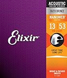 Elixir® 11182 Saiten 80/20 Bronze Akustik-Gitarrensaiten mit NANOWEB® Beschichtung, HD Light (.013-.053),