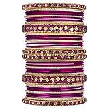 Aheli Ethnische Bunte Metallarmbänder Chudha Set Steinbesetzter Armreif Set Indische Hochzeitskleidung Modeschmuck für Frauen & M