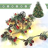 LED Weihnachtsgirlande Lichterketten,Weihnachtsdeko Lichter Tannenzapfen,Tannenzapfen Rote Beeren,LED Weihnachtslicht Girlande,Weihnachtsbaum Tannenzapfen Lichterketten,Weihnachtsdeko L