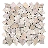 Divero 9 Fliesenmatten Naturstein Mosaik aus Marmor für Wand und Boden beige/rosa á 35 x 35