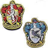 Harry Potter House of Ravenclaw und Gryffindor Hogwarts Crest Vollfarbiges Befestigungselement mit Klettverschluss Emblem Bestickte Patches Set Appliques Badg