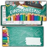 Kartenversand24 Einschulung Einladungskarten mit Umschlägen (12er Set) zum Schulanfang Einladungen für Kinder zum Schulbeginn Junge M
