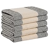 nottoc Küchentücher Baumwolle 5er Set - Schwarz Weiß - 40x70 cm Geschirrtücher Luxus Premium Qualität 100% Baumwolle Geschirrhandtücher Saugfähig Weich Fussel Freie - D