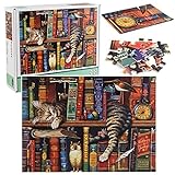 OUME Puzzle 1000 Teile,Puzzle für Erwachsene,Impossible Puzzle, Die Katzen Von Charles Wysocki - Erwachsenenpuzzle ab 14 J