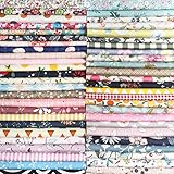 Qililandiy 50 Stück Baumwollstoff 100% Baumwolle Nähstoffe Patchwork DIY Stoffpaket mit zufälligen Muster Zugeschnittene Stoff Quadrate zum Nähen Handwerk Deko 20x20