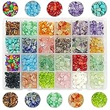 TaimeiMao Edelsteine mit Loch,Naturform Perlen,Gemstone Chips Beads,Edelsteinperlen Naturform Perlen,Gemstone Beads,Stone Beads,Edelsteinperlen,24 Farben Edelsteine Beads 4-8