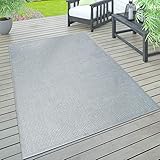 Paco Home In- & Outdoor Teppich, Terrasse u. Balkon, Wetterfest Einfarbig Mit Struktur, Grösse:120x160 cm, Farbe:G