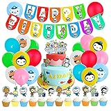 Hao-zhuokun Octonauts Birthday Party Supplies,Theme Party Dekorations Set beinhaltet Happy Birthday Banner,Cupcake Topper,Geburtstagsballons für Kindergeburtstagsdek