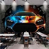WH-PORP Benutzerdefinierte Fototapete 3D Stereo Tapete Bar Ktv Coole Auto gebrochene Wand Custom Tapete Lobby Büro Wohnzimmer Wandbild-200cmX140