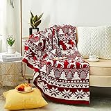 XKUN Decke Weihnachtswurfdecke Gestrickte Baum Büro Nap Freizeitdecke Für Betten Sofa Cover Frauen Schal Weich-1,120X150C