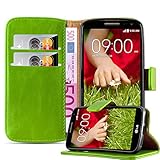 Cadorabo Hülle für LG G2 Mini in Gras GRÜN – Handyhülle mit Magnetverschluss, Standfunktion und Kartenfach – Case Cover Schutzhülle Etui Tasche Book Klapp Sty