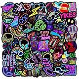 RGBEE Wasserfeste Aufkleber Sticker Set 100 Stücke, Vintage Graffiti Decal Neon Aufkleber für Skateboard Laptop Koffer Helm Motorrad Auto Fahrrad Comp