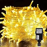 Sundom Lichterkette, 25M 200 LEDs Weihnachtsbeleuchtung Warmweiß Lichtervorhang , IP44 Wasserdicht, Lichterkette für Party, 8 Leuchtmodi Dimmbar mit Stecker, Feier, Hochzeit, für Innen und Auß