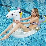 JCT Aufblasbare Einhorn Pool Float Einhorn Floats Schwimmring Pool Schwimmen Ring Schwimmreifen Sommerliches Wasserspielzeug Aufblasbar Schwimmring für Erwachsene Kinder Mädchen (Unicorn, White)