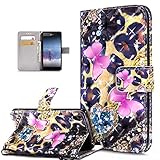 Kompatibel mit Schutzhülle Sony Xperia Z3 Hülle Handyhülle,3D Bunte Gemalte Schmetterlings Muster PU Lederhülle Flip Ständer Wallet Handy Hülle Tasche Handy Tasche Schutzhülle,Rosa Schmetterling