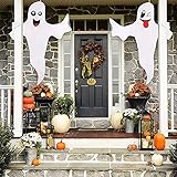 TangYang 2PCS Halloween Dekoration Outdoor,Halloween Ghost Hängende Dekoration,Hängende Skeleton Ghost Scary Requisiten,Wiederverwendbarer weißer hängender Geist für Vorgarten Abfluss V