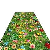 MIWOOYY Teppich Läufer Flur Lange Wolldecken des Hauses im Freien, Park Garden Rutschfester Teppichläufer mit Grasmuster, für Spielplatz, Hinterhof, Eingang, Haustür, Waschb