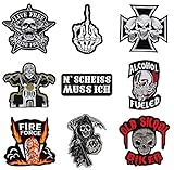 Biker Tattoo Aufnäher Spar-Set 9 Stück Bügelbilder Applik