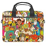 Traditionelle indische, kulturelle Kleidung, Laptoptasche, 33,4 - 36,7 cm (13,4 - 14,5 Zoll), Business-Laptoptasche, Schultertasche, abnehmbarer Schulterriemen, Laptop-T