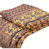 Rubuiz Gewebte Decke aus Reiner Baumwolle, Schlafsofa Patchwork-Strickdecke, bunter Fantasy-Teppich Sofa Loveseat Chair Liege Couchbezug, maschinenwaschbar und trocknergeeignet, Streifen gestepp
