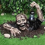 XRTJ Halloween Deko Garten,Gartenzwerg Statue Skulptur zur Garten Zombie mit Laterne für Halloween Garten Rasen Beste Dek