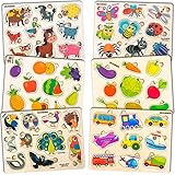 Spielzeug Puzzle ab 1 2 3 Jahre - 6 Montessori Holzpuzzle Spiele für Kinder ab 4 5 - Lern-App mit 42 Puzzle-Spielen als Geschenk Steckpuzzle für Baby Mädchen and Jung