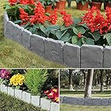 Hands DIY Rasenkante 10pcs Gartenpalisade 25 * 23.5cm, Beeteinfassung Palisade Beetumrandung Mähkante Grau Pflanzendekoration Rasenkantensteine Kunststoff für Rasen Blumenbeet Terrasse (10 pcs)