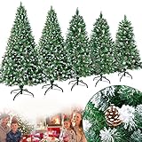 Aufun 2.4M Weihnachtsbaum kunstbaum Künstlicher Weinachts Baum Deko, Christbaum mit Schnee-Effekt und Kiefernzapfen PVC Tannenbaum inkl. Metallständer (Grün, 240cm)