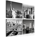 murando - Bilder New York 80x80 cm Vlies Leinwandbild 4 Teilig Kunstdruck modern Wandbilder XXL Wanddekoration Design Wand Bild - City Stadt NYC Skyline grau d-B-0176-b