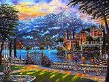 Diamond Painting Full Groß,Diamant Painting Bilder,DIY Cross Stickerei Malerei Kits,Geschenk für Erwachsene Kinder,Wohnzimmer Schlafzimmer Büro Wand Und Eingang Dekor Villa am See Square Drill 70x90