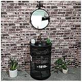 YRRA Waschtisch Stehend mit Unterschrank Industrial Style, Badmöbel Set mit Waschbecken, Wrought Iron Washbasin with Combination Tap and Drain 22,4 x 18,5 x 34,2Zoll,Schwarz,with M