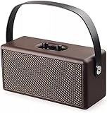 Fisecnoo Retro Tragbares Radio, Wecker, Mini-Bluetooth-Lautsprecher, Digital-FM-Radio, Multifunktions-MP3-Player, Unterstützt Micro-USB-Lautsprecher (Color : Brown)