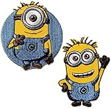 alles-meine.de GmbH 2 TLG. Set: Bügelbilder -  Minion  - 6 cm * 6,7 cm - Aufnäher Applikation - Minions / Ich einfach unverbesserlich - gestickter Flicken - Jungen & M