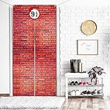 Backstein Mauer Hintergrund 9 und 3/ 4 Cross Station, Backstein Mauer Party Hintergrund Tür Vorhänge für Zauberer Wand Dekoration Magisch Zauber Kostüm, Backstein Hintergrund (Braun)