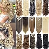 Florata 58,4 cm/61 cm Fashion gerade Gelockt Full Head 16 Clips 7 Stück Hair Extensions Clip In Echthaar Extensions Doppel-T