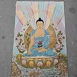 Tibetische Thangka Seidenstickerei mit Buddhismus Buddha Wandbehang für Wohnkultur Tapisserie M