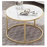 YEK Couchtisch Tee Tabelle Endtisch für Büro Couchtisch Runde Marmor Magazin Regal Kleines Tisch Bewegliche Schlafzimmer Wohnzimmermöbel Wohnzimmertisch (Color : White, Größe : 50x38cm)