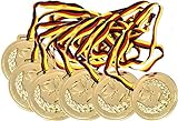KSS 6 x Medaillen groß ca. 6cm Durchmesser ! mit Schwarz, rot, Gold Band Kindergeburtstag Fußball Party Mitgebsel Mitbringsel Tomb