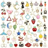 Keyzone 60 Stücke Emaille Charme Anhänger Gemischte Stile Überzogene zum Armband Halskette Ohrring Charms Schmuck Handwerk Bilden DIY Schmuckanhänger Weihnachten Dekoration Schmuck S