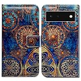 Bcov Schutzhülle für Google Pixel 6 2021, Mandala-Design, Leder, Klapphülle mit Kartenschlitzen, Standfunktion, für Google Pixel 6 2021