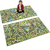 JOYIN 2 Kinder Teppich Spielmatten (80x150cm), Jumbo Spielteppich Stadt, Straßenverkehrsspielmatte, Kinder Teppich Spielfläche Teppich & Lerngeschenk für Kinder Schlafzimmer und Sp