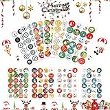 Adventskalender Aufkleber,10 x 24 STK,Geschenkaufkleber(Zahlen 1-24),Runde Weihnachtskalender Zahlenaufkleber,Kalender zum selber basteln für Weihnachten,Adventskalenderzahlen Etiketten selbstkleb