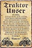 Blechschilder Lustiger Traktor Spruch: “Traktor Unser“ Deko Metallschild Schild Geschenkidee für Bauern & Trecker Fans Weihnachten Geburtstag 20x30